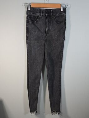 Express Jeans Womens Size 00 Black Denim Perfect Ankle Legging High Rise